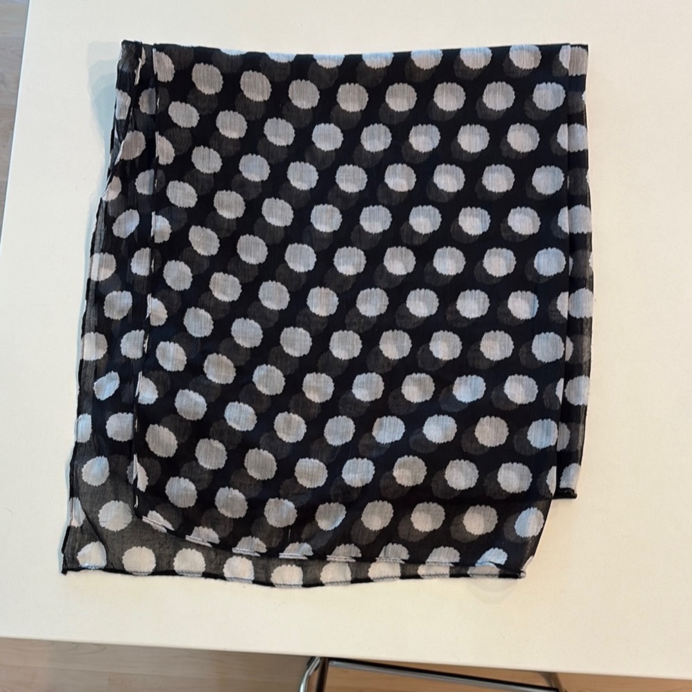 Elegant Black and White Polka Dot Scarf